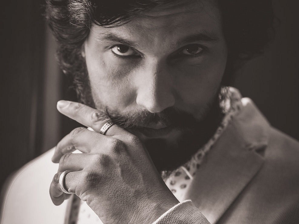 Randeep Hooda intense portrait in black and white