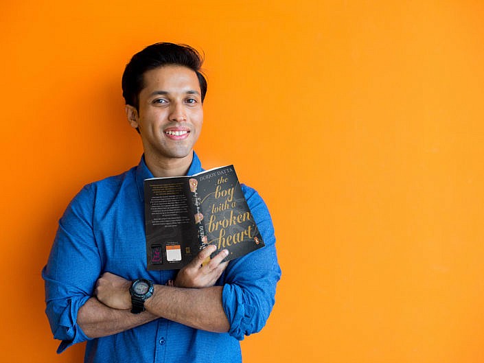 Durjoy Datta with his book The Boy with a Broken Heart