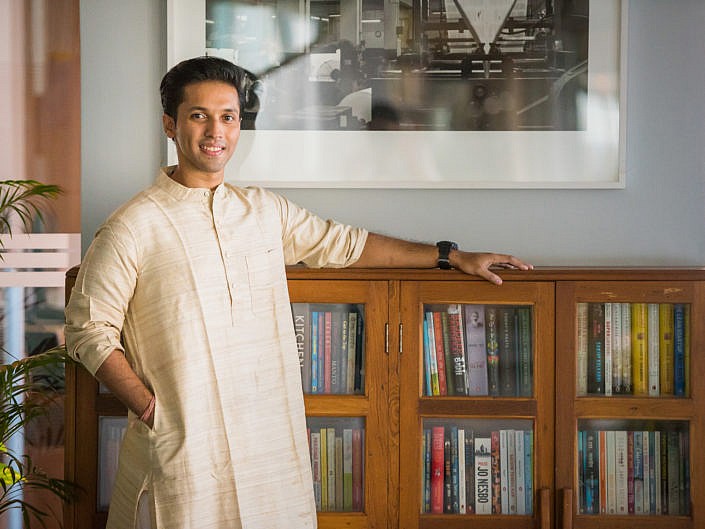 Durjoy Datta in a kurta with books