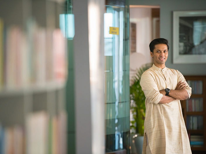 Durjoy Datta in a kurta against glass walls