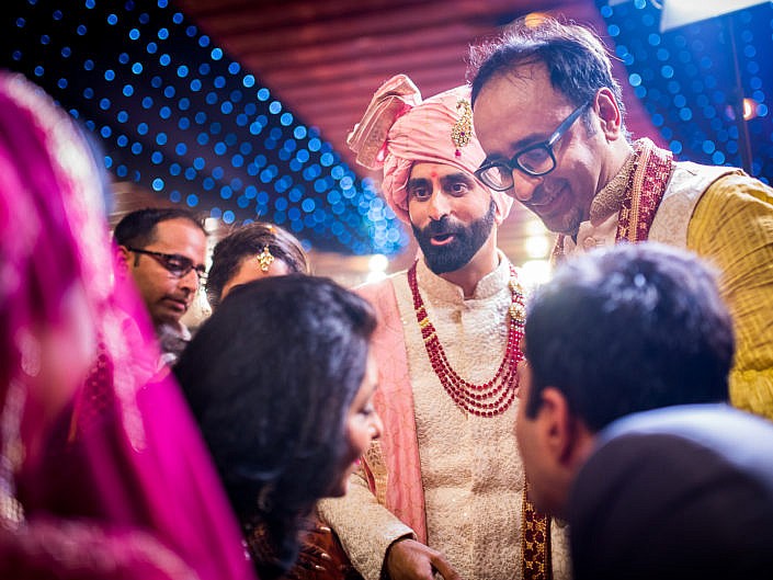 groom's friends waiting at varmaala