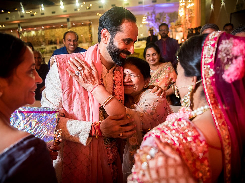 groom blessed by grandmother at wedding in delhi