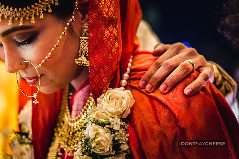 indian bride closeup during pheras